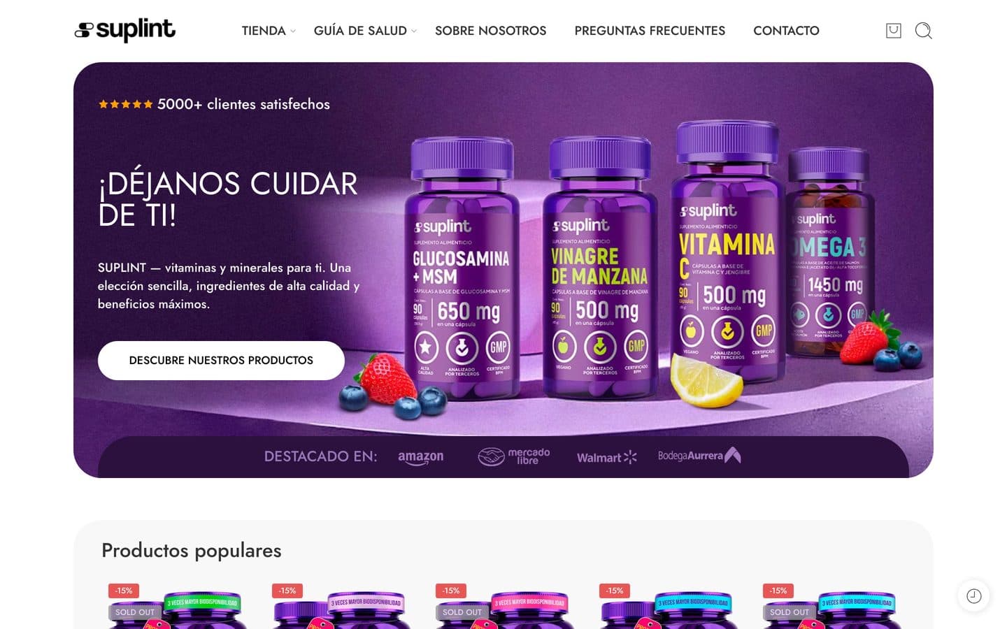 Screenshot of the Suplint homepage